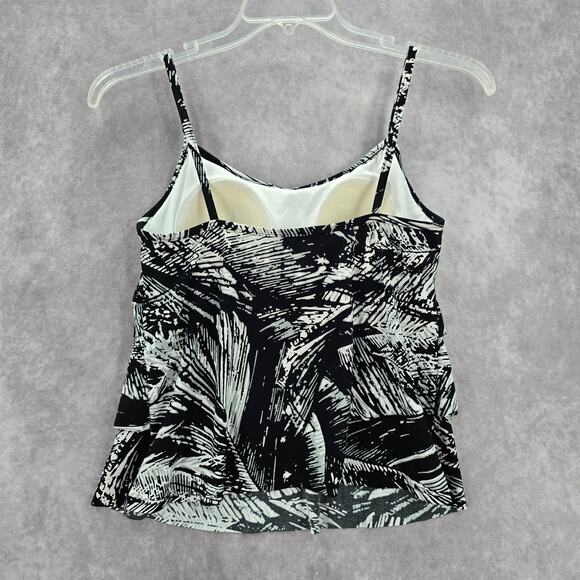 Jamaica Bay Black Ruffle Floral Padded Swimwear Tankini Tank Top Medium M 10 - Picture 2 of 6